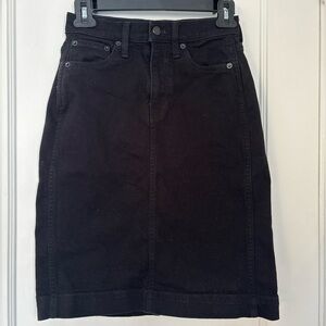 J. Crew Black Denim Midi Knee Length Pencil Skirt Back Slit, 00P